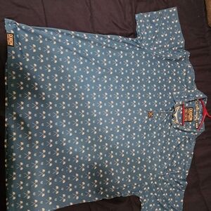 DIXXON Blue Palm Pattern Polo Shirt